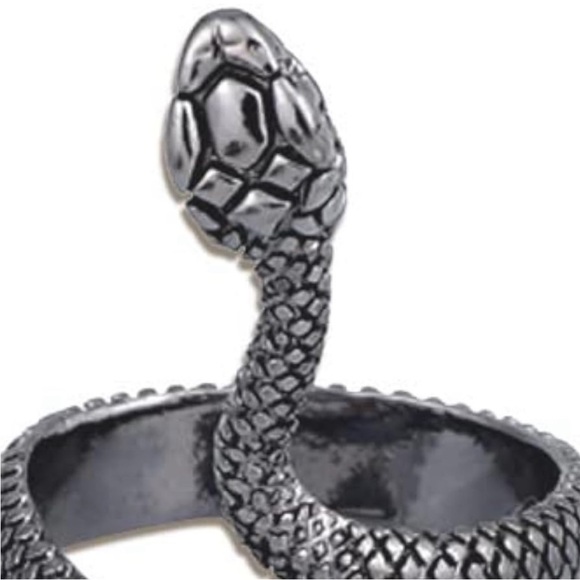 Open Style Adjustable Snake Ring, Gunmetal Silver Tone - Picture 10 of 11